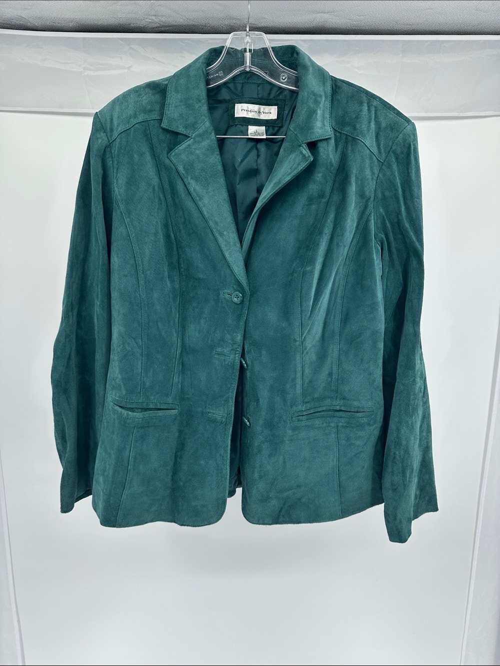 Preston & York Teal Suede Single-Breasted Blazer